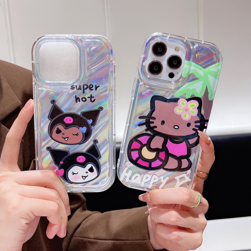 Ốp Điện Thoại TPU Mềm Trong Suốt Họa Tiết Kuromi Hoạt Hình Cho iPhone 12 13 14 Pro Max
