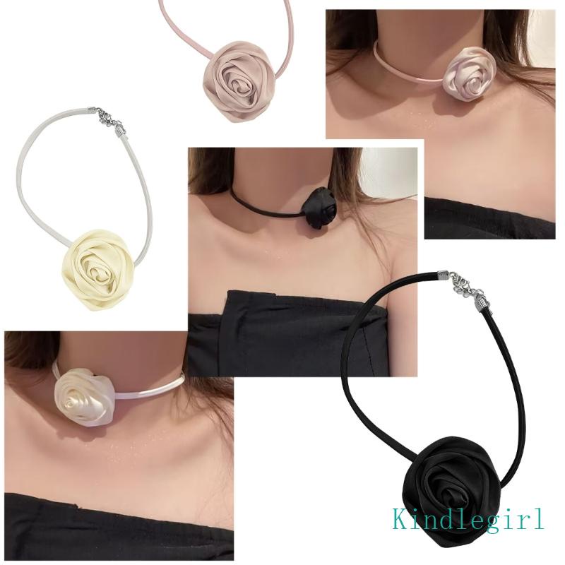 Vòng Cổ Choker Y2K Mặt Hoa Hồng Lớn Thanh Lịch Quyến Rũ Có Thể Điều Chỉnh Cho Nữ
