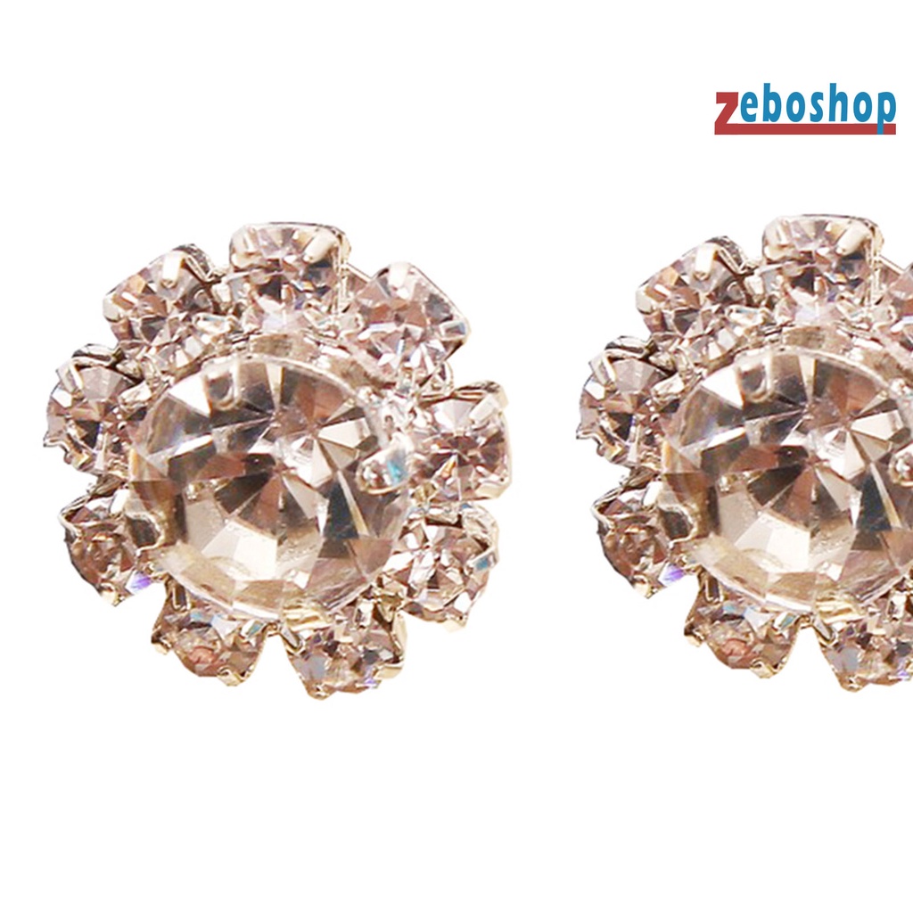 1 Đôi Bông Tai Hợp Kim Hình Hoa Đính Đá Trang Nhã Dành Cho Nữ