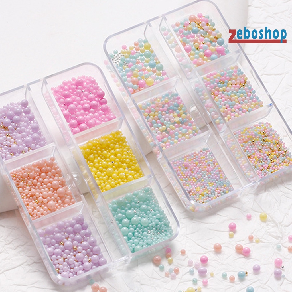 1 Hộp Hạt Tròn Mini 6 Ngăn Màu Sắc Ngọt Ngào Trang Trí Móng Tay Nghệ Thuật 3D DIY