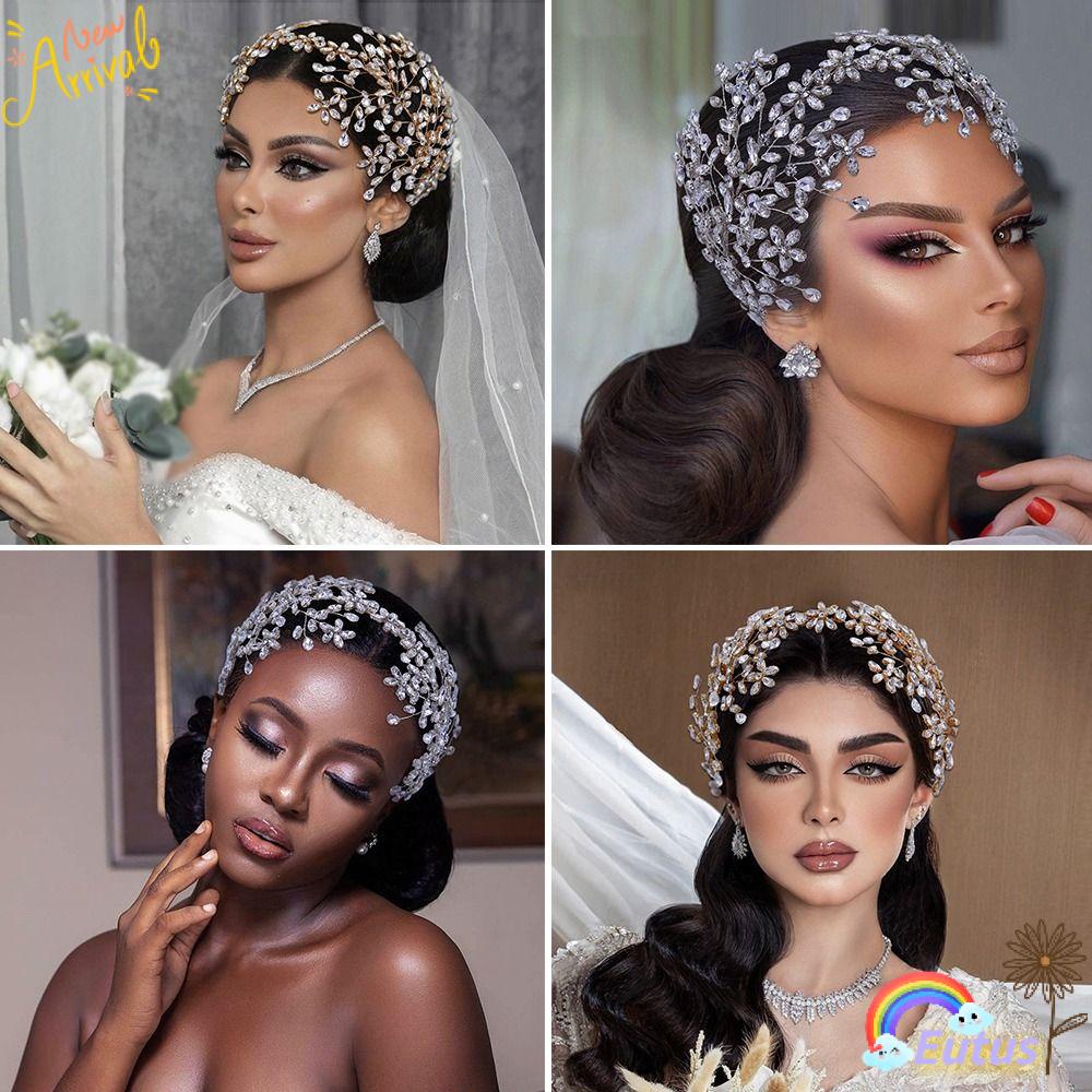 Băng Đô Cài Tóc Đính Hạt Lấp Lánh Cho Cô Dâu|Cài Tóc Hình Vương Miện Màu Sắc Thời Trang Cho Nữ