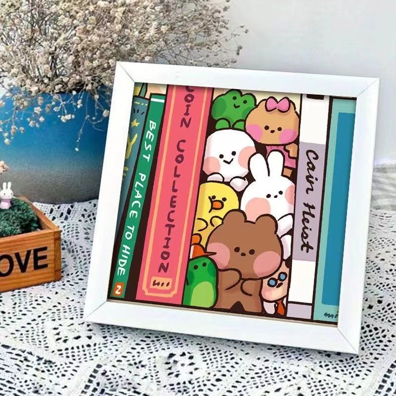 Bộ Tranh Đính Đá 5d Tự Làm Hình Gấu Nâu / Thỏ Dùng Làm Quà Tặng Cho Bạn Bè