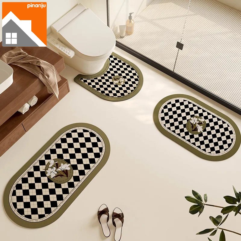 Thảm lót cửa chùi chân Chống Trượt Họa Tiết Hoa Phong Cách Retro