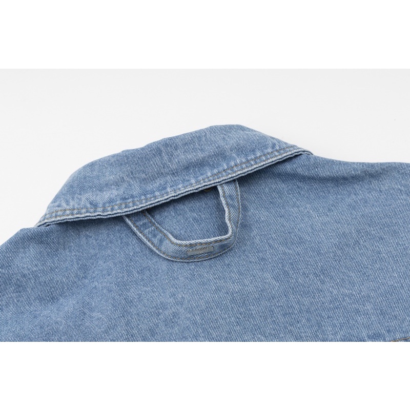 Áo Sơ Mi denim Tay Ngắn In Logo Cao Su Thời Trang Đường Phố Cổ Điển L88v88-Trend Dành Cho Nam Và Nữ