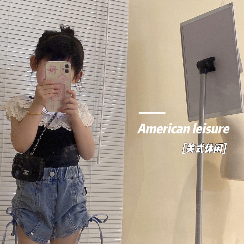 Hàng Mới Về Mới Áo Thun Không Tay Phối Ren Phong Cách Hàn Quốc Cho Bé Gái