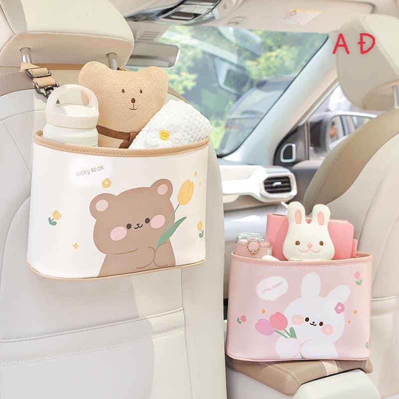Giỏ da PU treo ô tô siêu Hót Hít đây ạ, đựng tỉ đồ luôn.