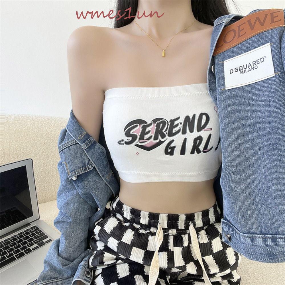 Áo Lót Quây Ngực Không Dây In Chữ WMES15H Phong Cách Hàn Quốc Thời Trang Mùa Hè Dành Cho Nữ