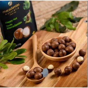Hạt maca nguyên vỏ Úc happy nut vị vanilla macadamias 225g Healthy Care Quatangme1