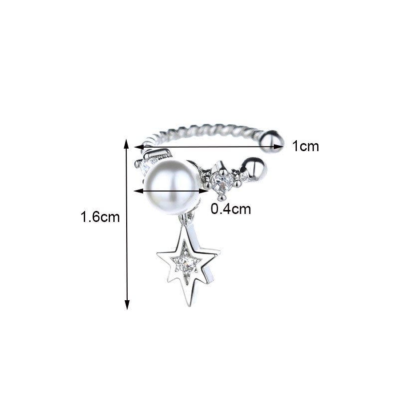 Khuyên Kẹp Xỏ Tai Đính Hạt Ngọc Trai Hình Ngôi Sao Sáu Cánh Mini Đơn Giản Thời Trang Cá Tính Cao Cấp Không Xỏ Lỗ