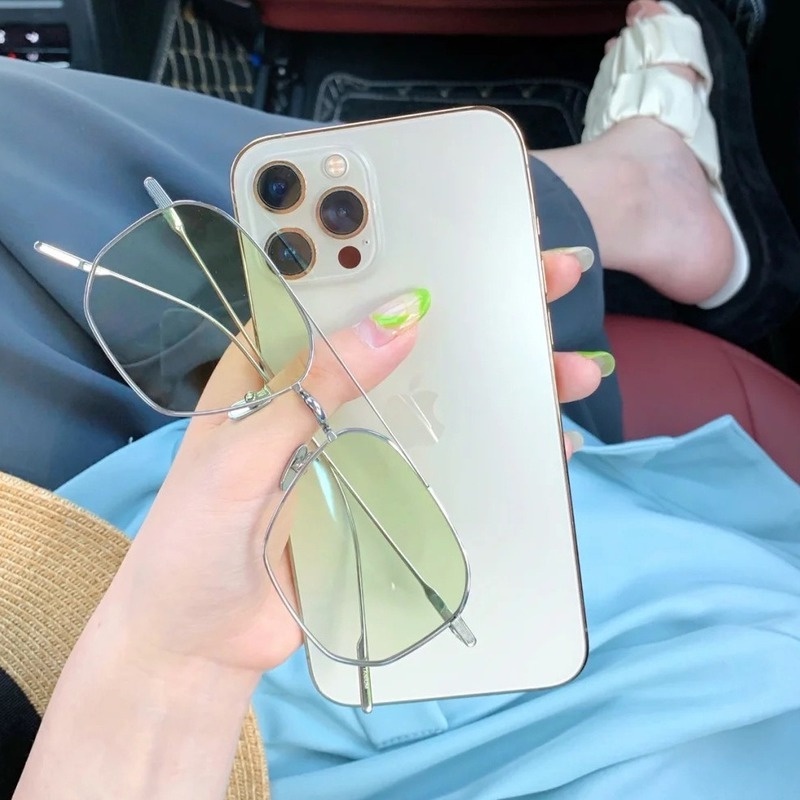 (KIQI-FASHION) COD Kính Mát Gọng Vuông Kim Loại Chống Ánh Sáng Xanh Thời Trang Cho Nam Và Nữ