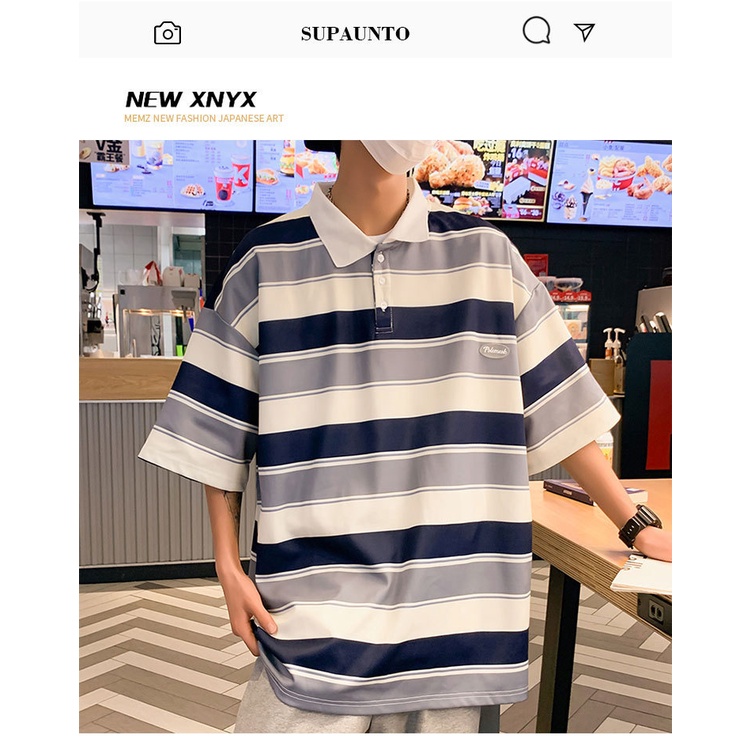 Áo Thun Tay Lửng Họa Tiết Sọc Ngang Thời Trang Dành Cho Nam