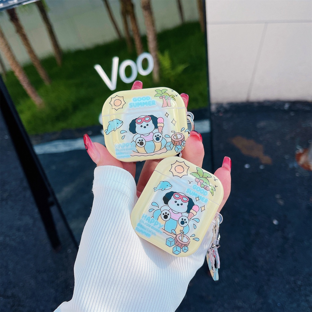 Vỏ Bảo Vệ Hộp Sạc Tai Nghe Bluetooth AirPods 1 2 3 pro2 2022 Bằng Tpu Dẻo Trong Suốt Họa Tiết Bãi Biển Độc Đáo Thời Trang Chống Sốc