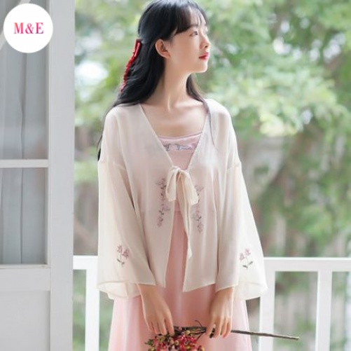 Áo Khoác Cardigan Chiffon Mỏng Chống Nắng Thêu Họa Tiết Phong Cách Hanfu Thời Trang Mùa Hè Hàng Mới 2023 Dành Cho Bạn Nữ
