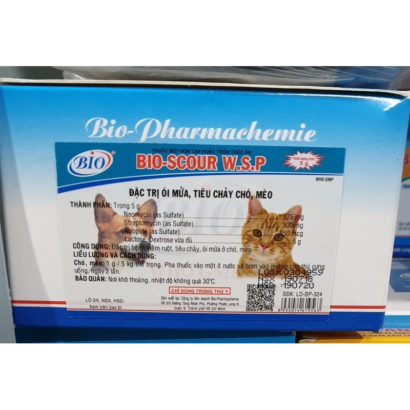 Bio Scour W.S.P Men Kiểm Soát Viêm Ruột, Tiêu Chảy, Ói Mửa Chó Mèo