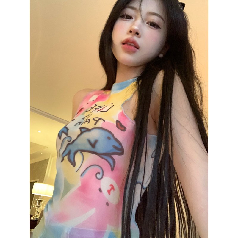 Áo Không Tay In Họa Tiết Hoạt Hình Xinh Xắn