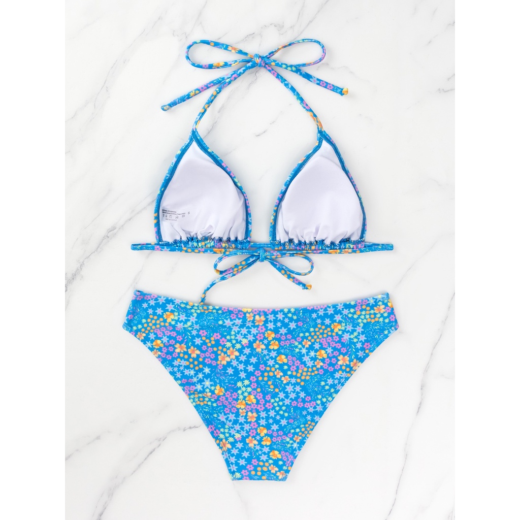 Bộ Đồ Bơi Bikini Tam Giác Hai Dây Hở Lưng Phong Cách Âu Mỹ 2023 Cho Nữ