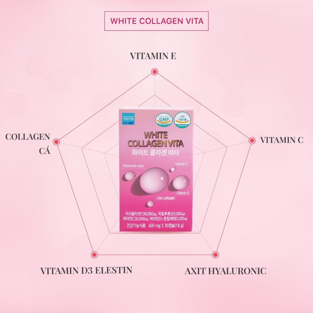 Viên Uống Trắng Da White Collagen Vita, Chống Lão Hóa Cho Da 30 Viên Hàn Quốc