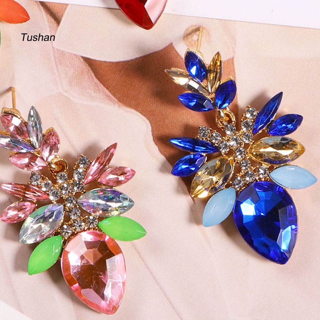 1 Đôi Khuyên Tai Đính Đá Nhân Tạo Thời Trang