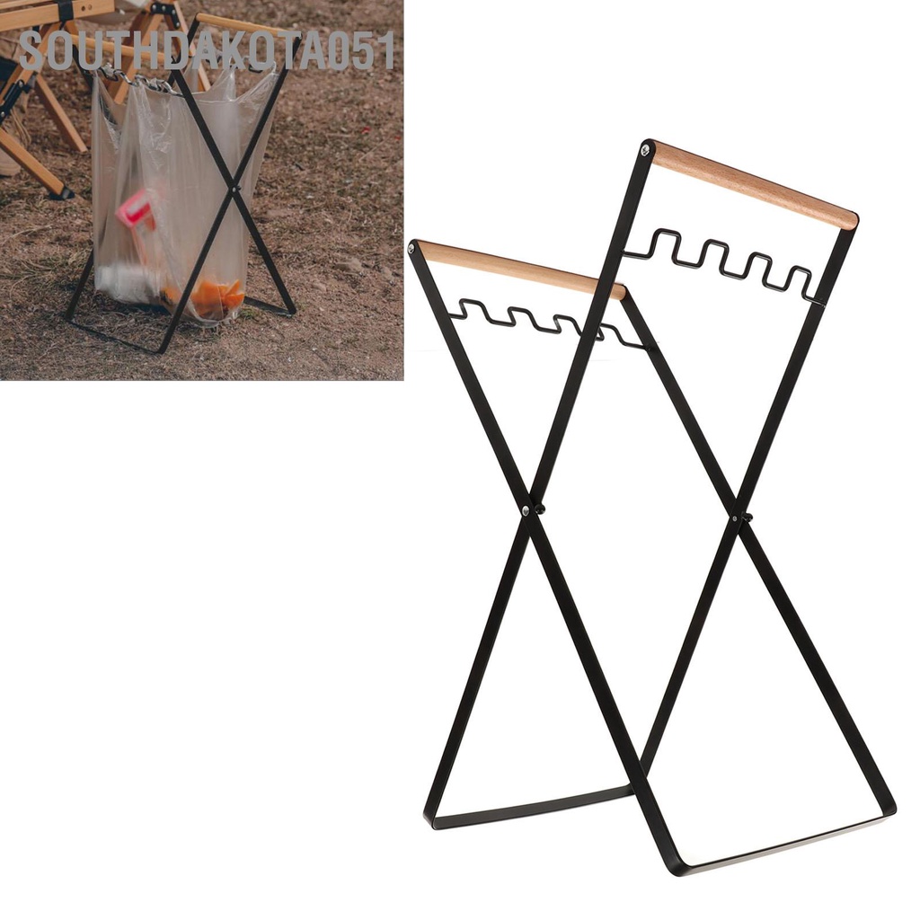 Southdakota051 Giá đỡ túi đựng rác gấp chống gỉ tái chế bằng nhựa Màu đen
