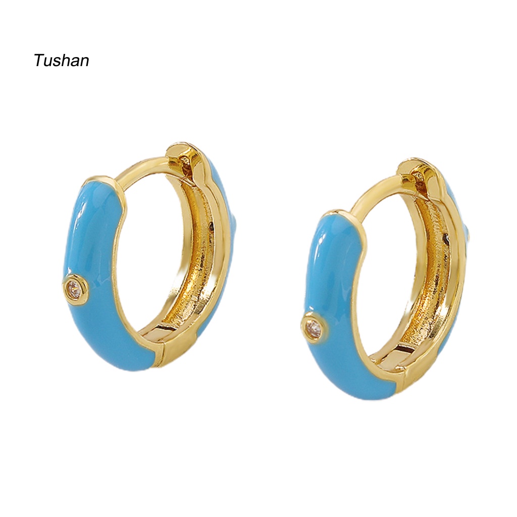 1 Đôi Bông Tai Tròn Bằng Epoxy Màu Sắc Ngọt Ngào Chống Biến Dạng Dành Cho Nữ