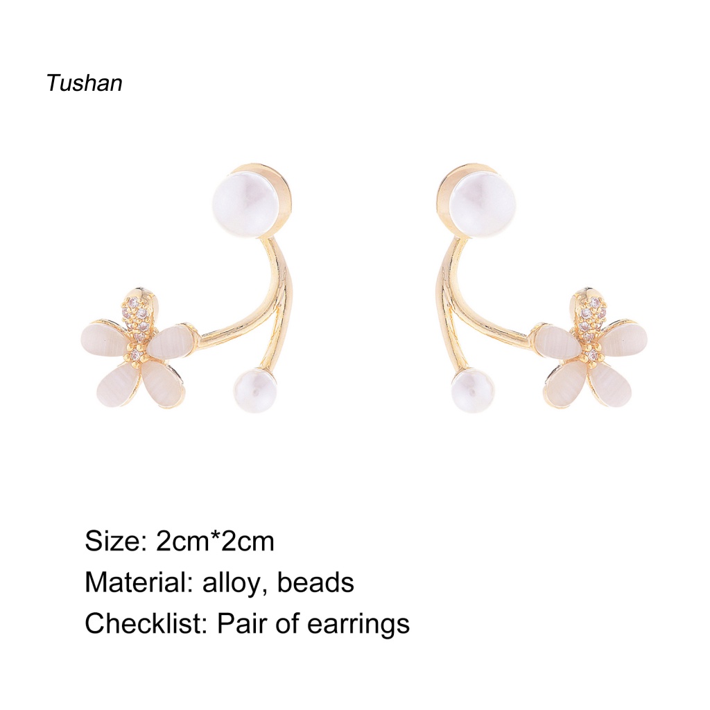 1 Đôi Bông Tai Hình Hoa Đính Ngọc Trai Giả Phong Cách Hàn Quốc Dành Cho Nữ