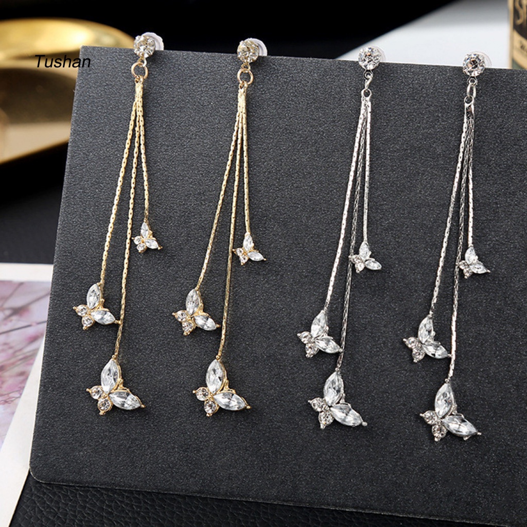 Bộ 1 Cặp Bông Tai Tua Rua Lấp Lánh [Ts] 1 Cặp Cho Nữ