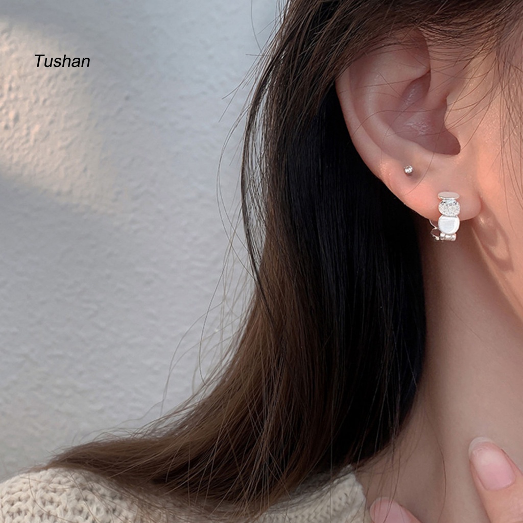 1 Bông Tai Tròn Không Đối Xứng Thời Trang Dự Tiệc Cưới Dành Cho Nữ