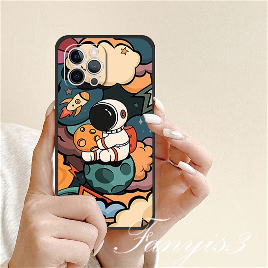 Ốp Điện Thoại Silicon Mềm Hình Phi Hành Gia Cho iPhone 14 13 12 11 Pro Max X XR Xs Max 7 8 Plus SE 2020