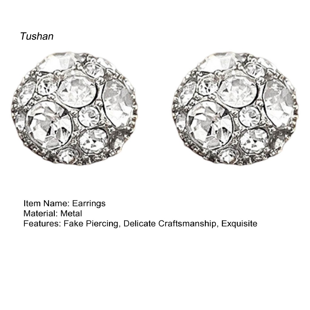 1 Đôi Bông Tai Nam Châm Đính Đá Zircon Giả Thời Trang