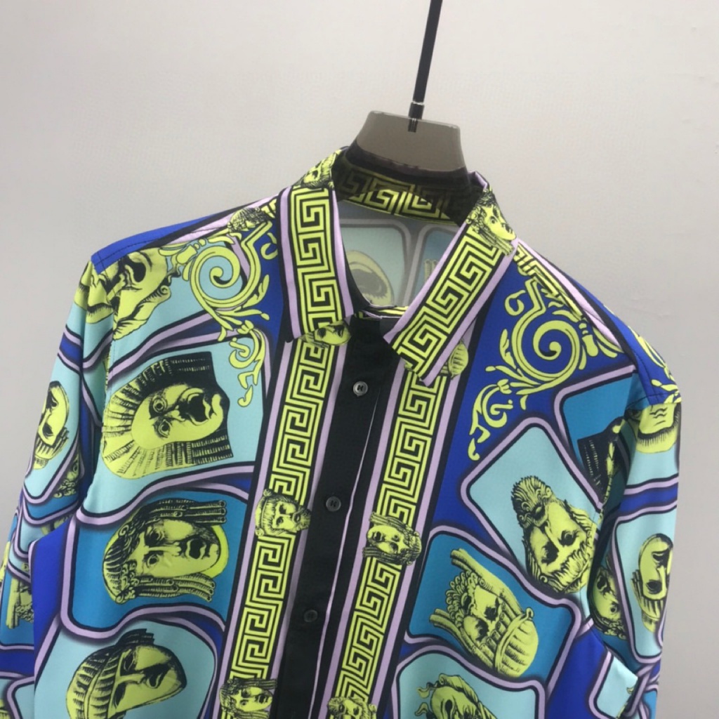 VERSA * CE long-sleeved shirt full printed letters 3D printed pattern men's and women's same shirt cardigan in stock