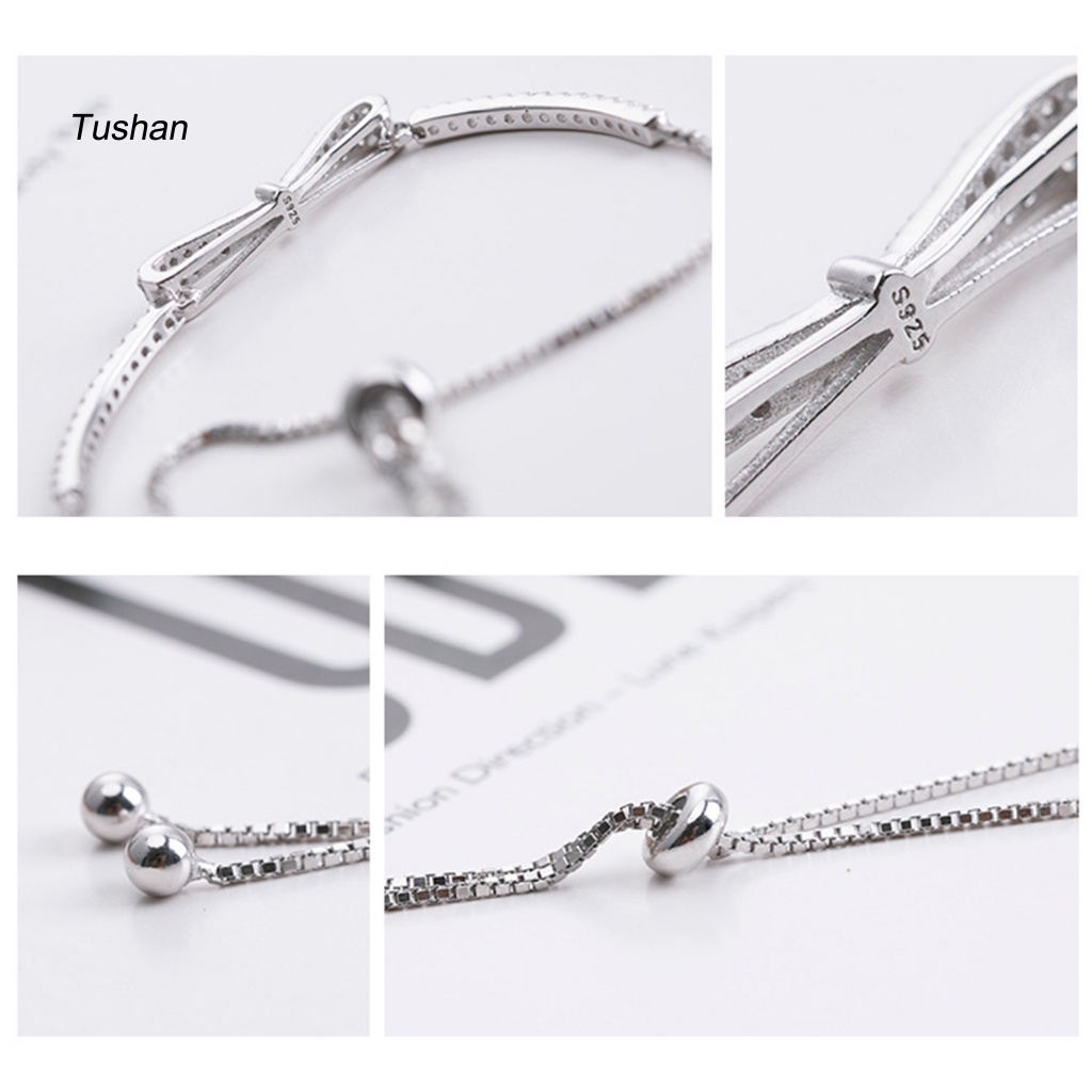 Vòng Đeo Tay Thắt Nơ Lấp Lánh Có Thể Điều Chỉnh Độc Đáo Cho Ngày Valentine