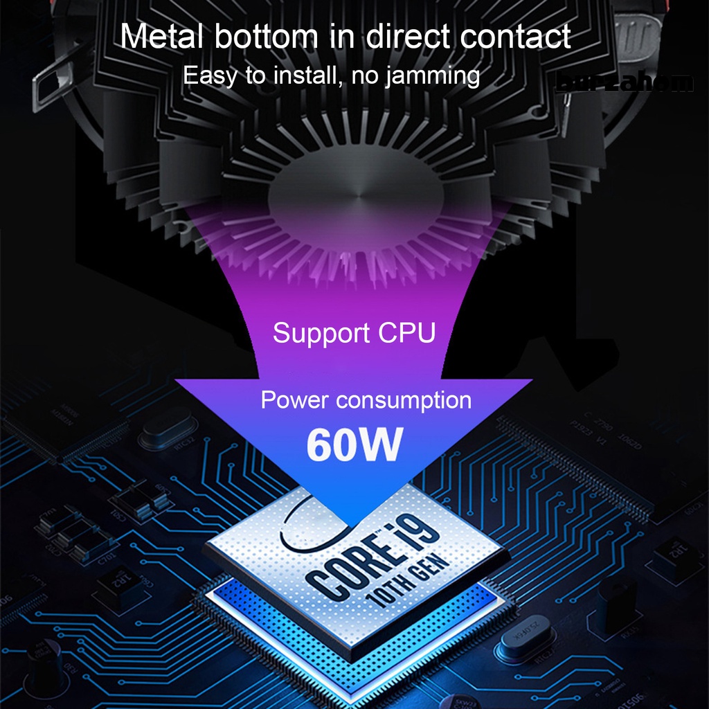 Quạt Tản Nhiệt Tích Hợp Đèn RGB 2200RPM 6Pin USB Cho CPU Máy Tính