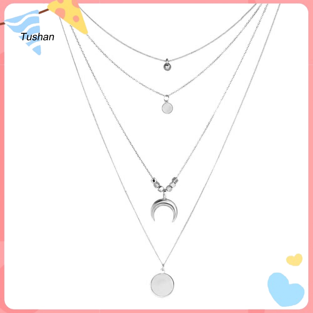 Vòng cổ Nhiều Lớp Mặt Trăng Khuyết Thời Trang Cho Nữ