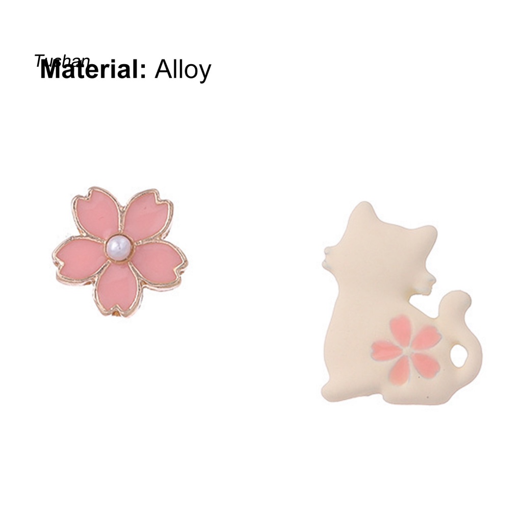 1 Đôi Bông Tai Hình Hoa Hồng / Mèo Bằng Hợp Kim Đính Ngọc Trai Nhân Tạo