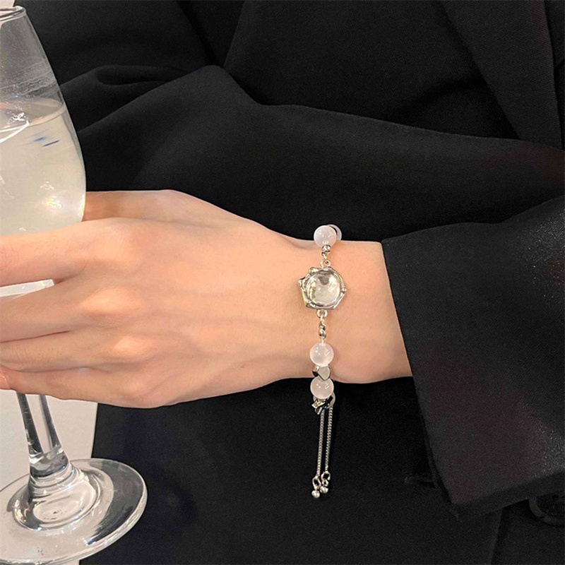 Vòng Tay Chuỗi Hạt Bằng Thép Không Gỉ Mặt Hình Ngôi Sao Mặt Cười Phong Cách Hip Hop Cho Nam Và Nữ