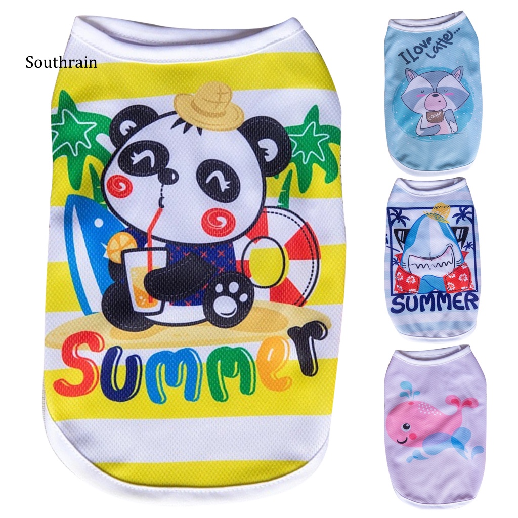 Áo Sát Nách Bằng Polyester Thoáng Khí In Họa Tiết Hoạt Hình Dễ Thương Cho Thú Cưng
