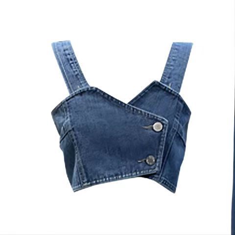 [F &amp; X] Áo Ống Ngắn Ôm Ngực Bằng Vải Denim Phong Cách Retro Mùa Hè Quyến Rũ Cho Nữ