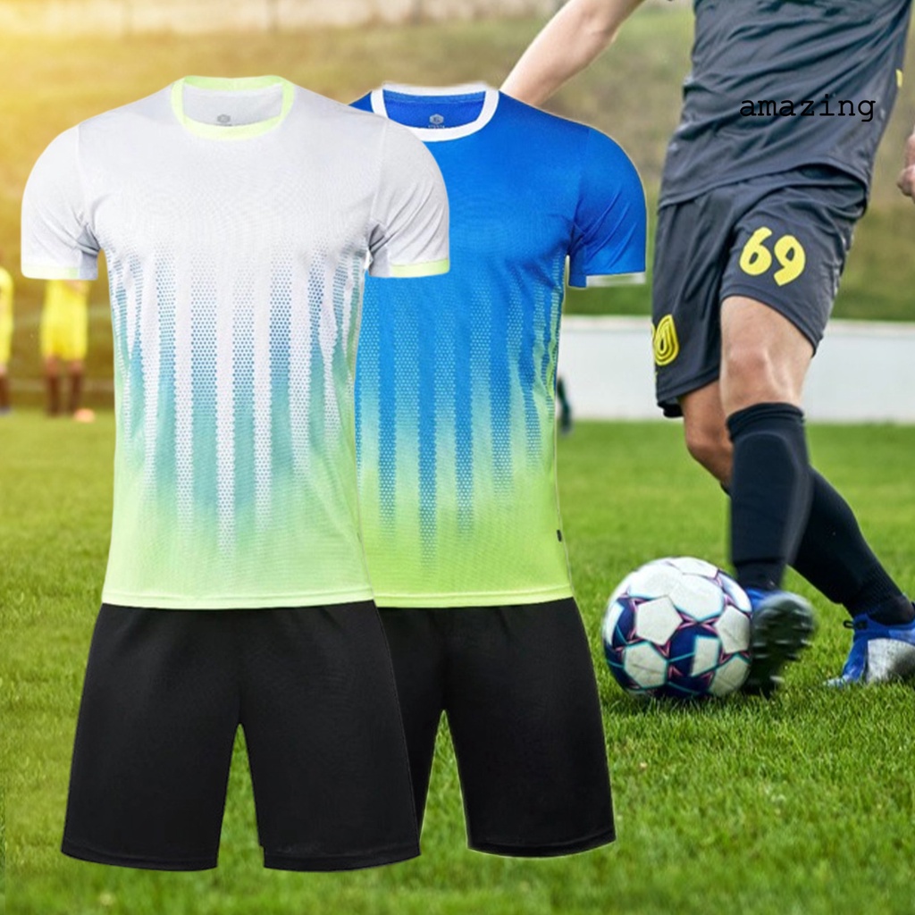 Set 2 Món Áo Thun Tay Ngắn Cổ Tròn Phối Quần Short Màu Sắc Gradient Thời Trang Cá Tính Cho Nam