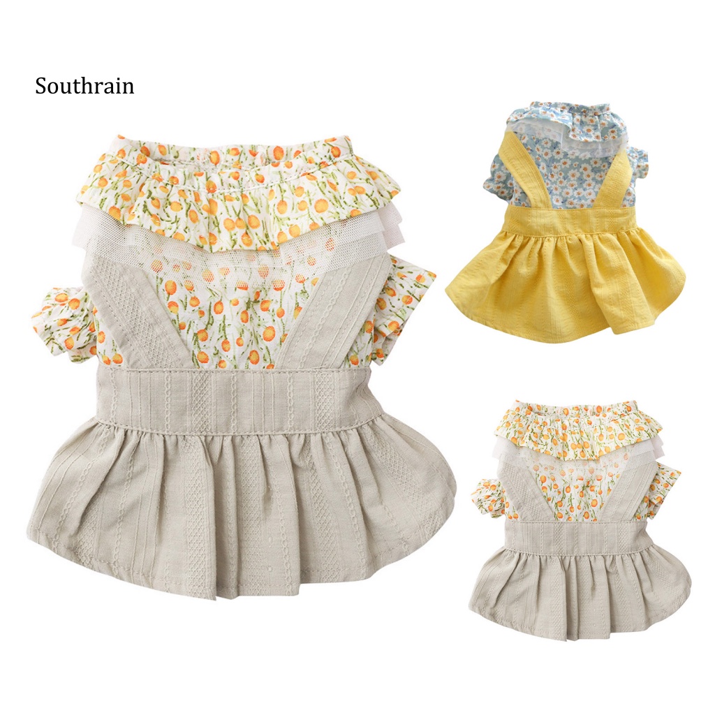 Đầm Hai Dây In Hoa Thân Thiện Với Làn Da Thời Trang Mùa Hè Cho Cún Cưng