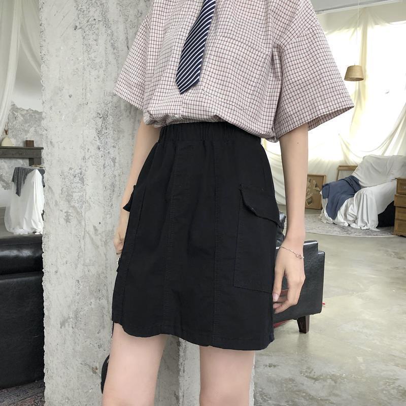 Chân Váy Phối Túi Phong Cách Retro Hàn Quốc Cho Nữ