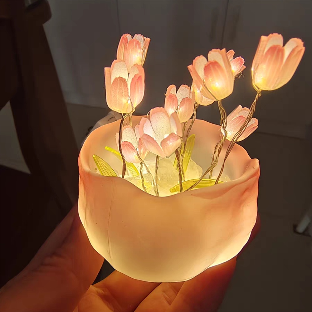 Đèn Ngủ Để Bàn Hình Hoa Tulip Dễ Thương Dùng Làm Quà Tặng