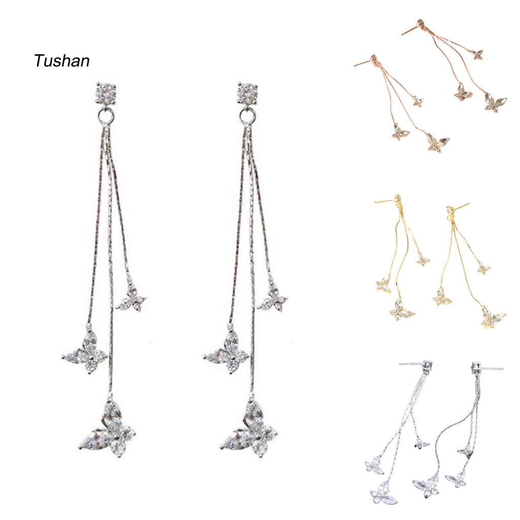 1 Đôi Bông Tai Hình Bướm Đính Đá Lấp Lánh Dành Cho Nữ