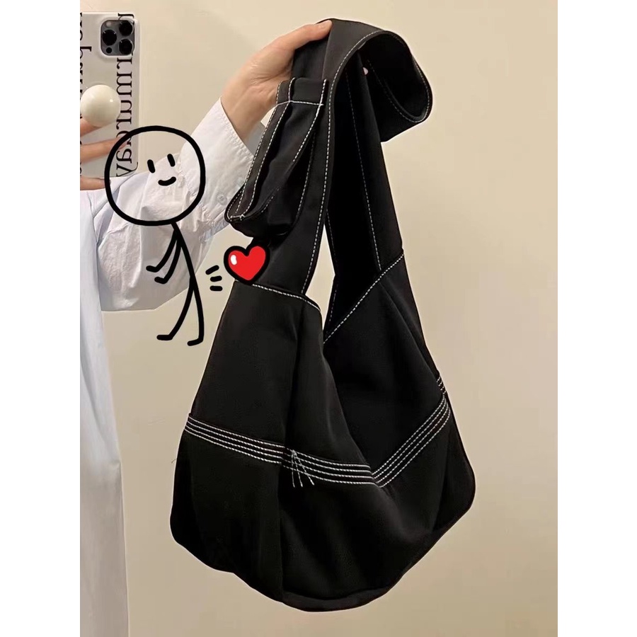 [F &amp; X] Túi Xách Vải Đeo Vai Sức Chứa Lớn Phong Cách Đường Phố Hàn Quốc Cho Học Sinh Niche