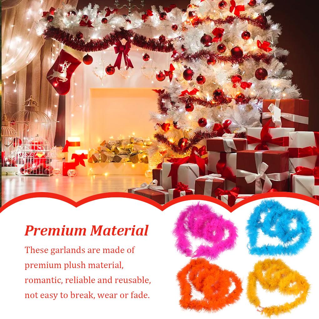 Set 5 Dây Ruy Băng Đính Lông Vũ Nhiều Màu Sắc Trang Trí Cây Thông Noel
