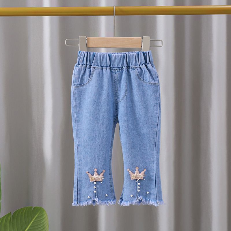 Quần Jeans Lửng Mỏng Thời Trang Xuân Hè Dành Cho Bé Gái 1-2 - 3-4 - 5 Tuổi EXB9