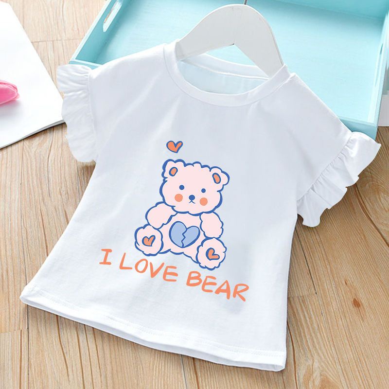 Áo Thun Tay Ngắn Cổ Tròn 100% Cotton Thời Trang Mùa Hè Hàng Mới 2022 Dành Cho Bé Gái W9H7
