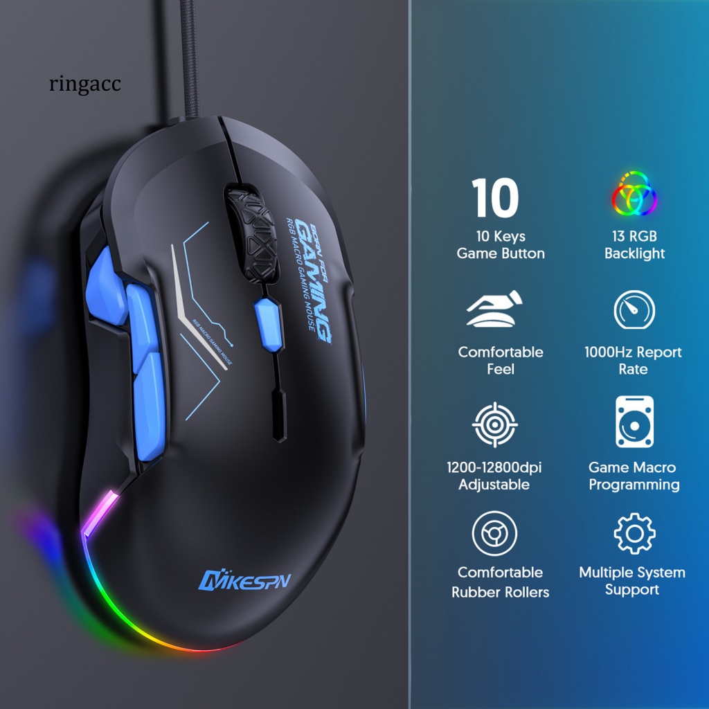 Rga Chuột Máy Tính Có Đèn RGB Hiệu Ứng DPI 10 Nút Lập Trình Có Thể Điều Chỉnh