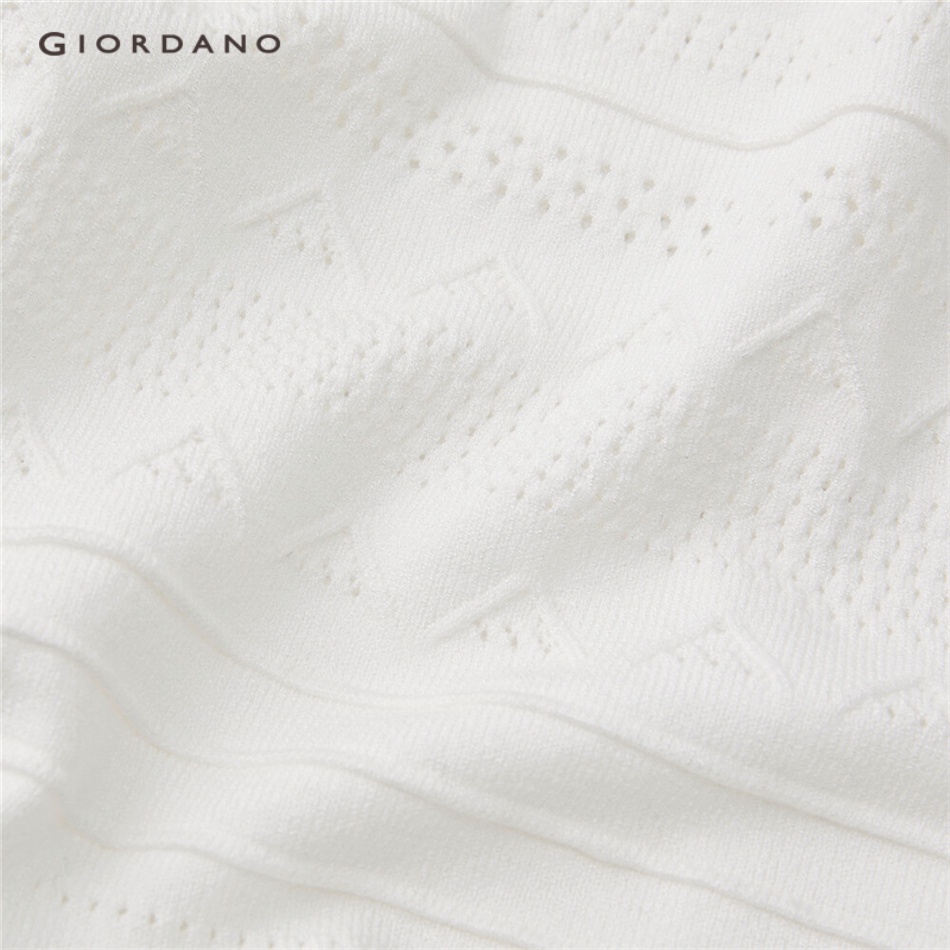 Áo sweater polo GIORDANO 18353907 thiết kế rỗng màu sắc tương phản thời trang cho nữ