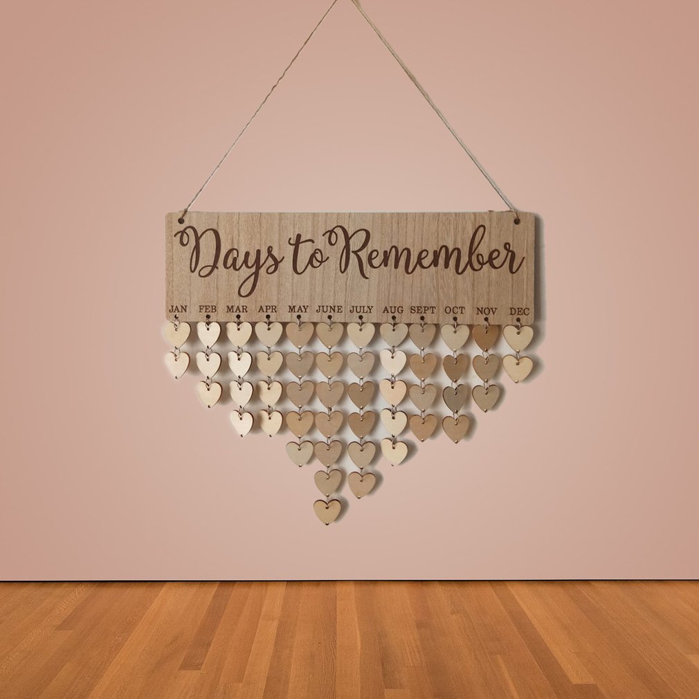 =Christmas=Hanging Ornament Board with Days to Remember Letters Natural Wood Board