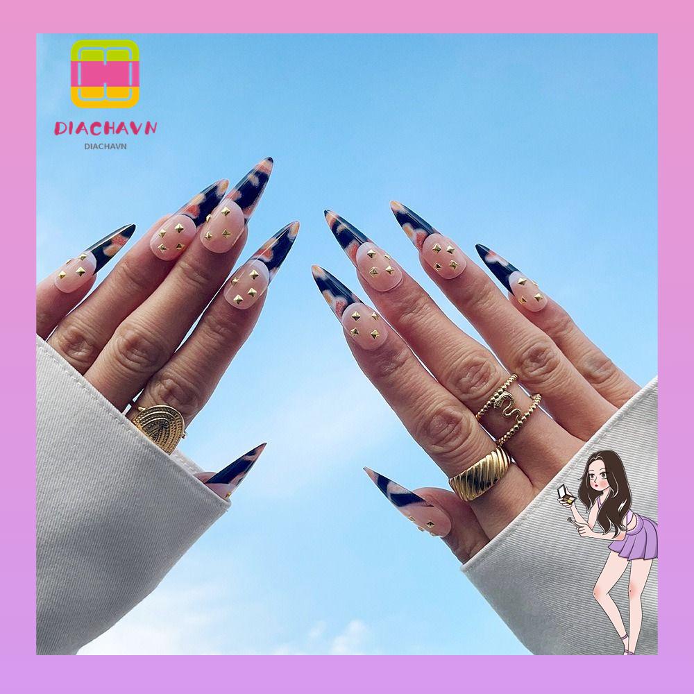 Set 24 Móng Tay Giả Ba Màu Che Phủ Toàn Diện Thời Trang